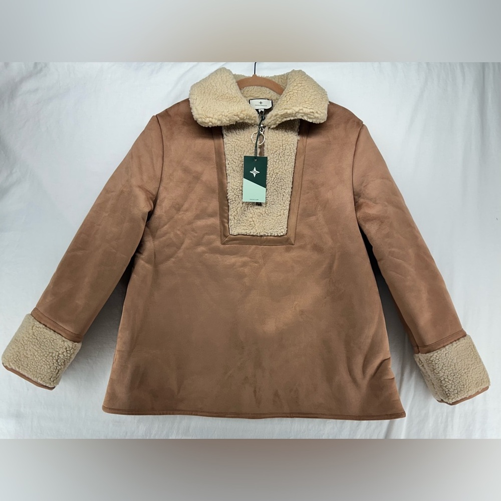 Women’s Faux Shearling Pullover Coat - Tan